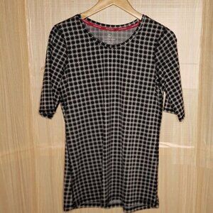 Lands' End Womens Black Grey Short Sleeve Stretchy Top Small